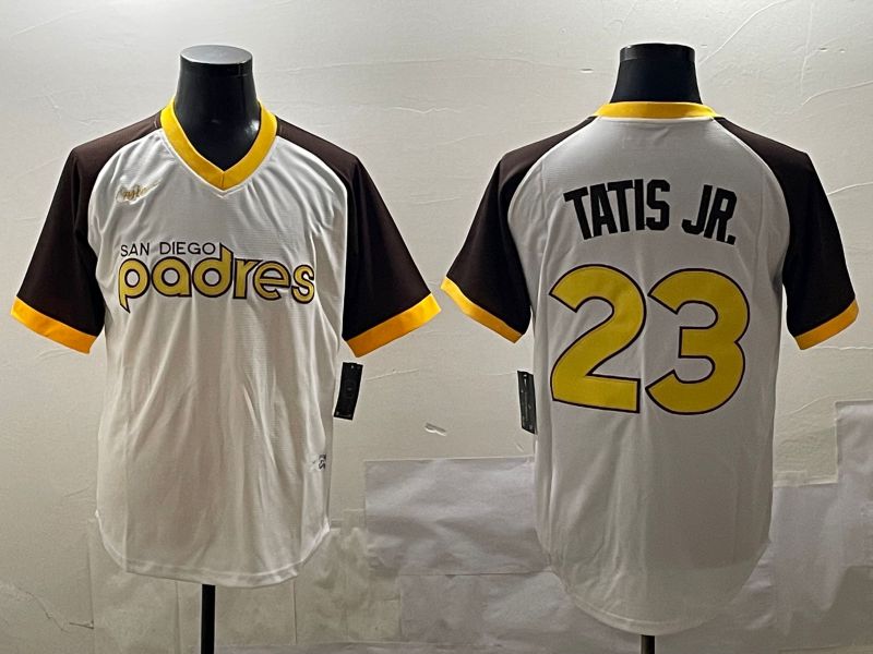 Men San Diego Padres 23 Tatis jr White Throwback Game 2025 Nike MLB Jersey style 6